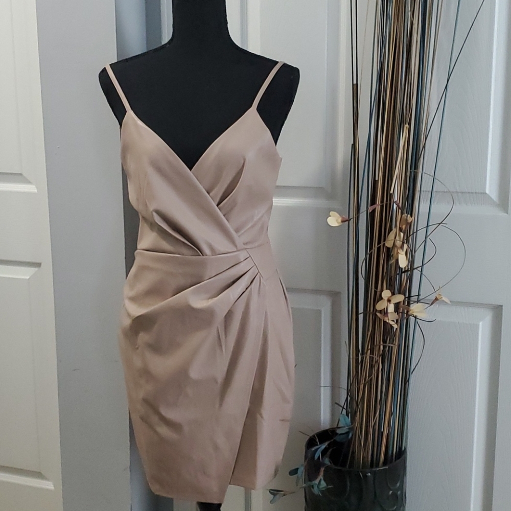 NWT BLASHE Tan Faux leather look sleeveless dress